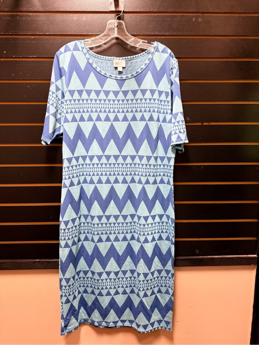 LuLaRoe Julia Dress NWOT 2XL Blue Geometric Sheath Dress
